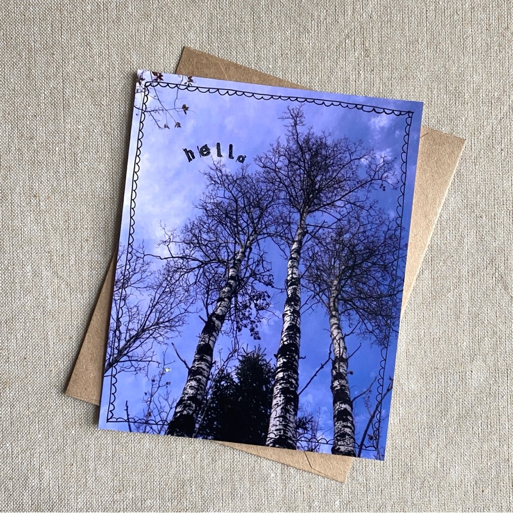 4/$20- Handmade Aspen Trees “Hello” Greeting Card